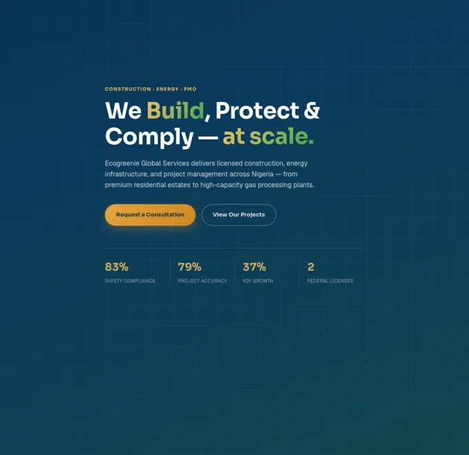 Ecogreenie Global website β construction, energy & PMO